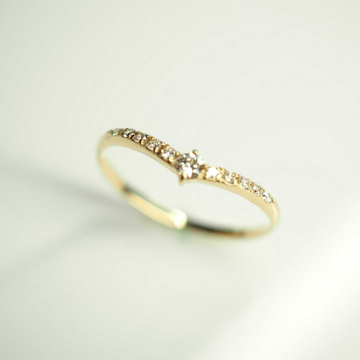 g○g 可愛い天然ダイヤモンドリング K18YG D0.10ct 7.5号 www.pn