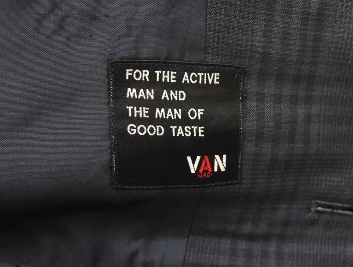 VAN JAC 当時物 春夏 チェック テーラードジャケット 紺 90 ブレザー 小さいサイズ ヴァン バン_画像9