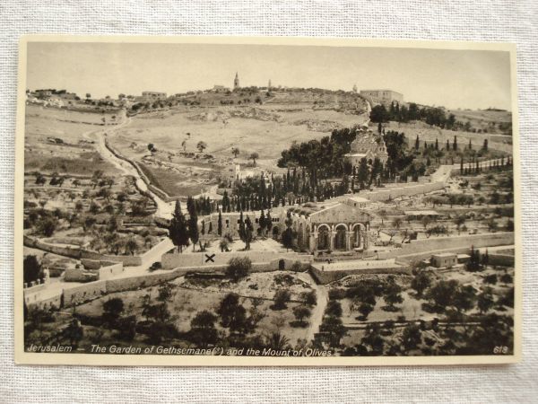 【絵葉書1枚】 JERUSALEM - The Garden of Gethsemane and the Mount of Olives /ORIENTAL COMMERCIAL BUREAU /ヴィンテージ建築 15-618の画像1