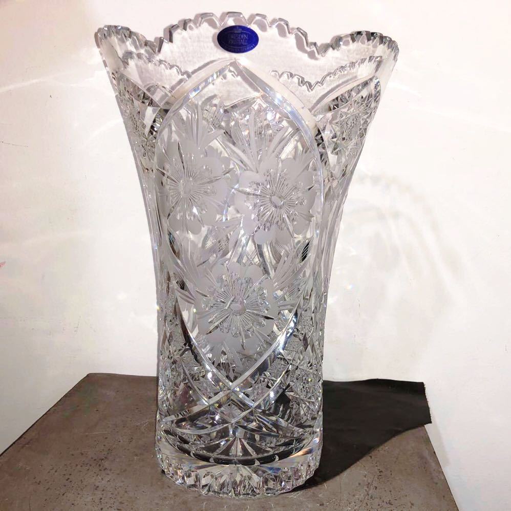 DRESDEN KRISTALL ドレスデンクリスタル カットガラス花瓶 30cm DRESDEN KRISTALL ドレスデンクリスタル カットガラス花瓶 30cm