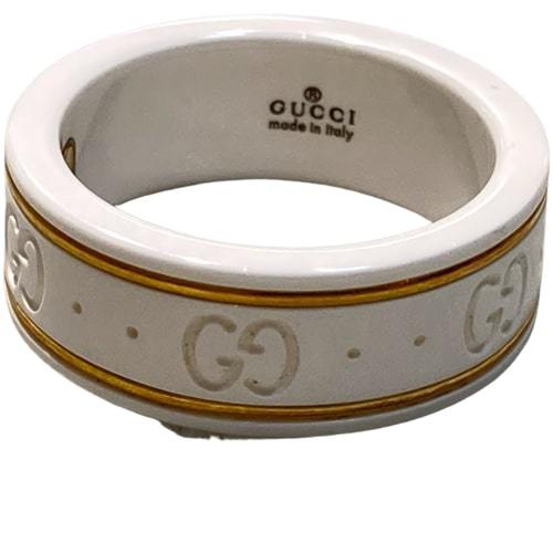 ☆Gucci グッチ アイコンリングWH 11号 指輪 セラミック 750