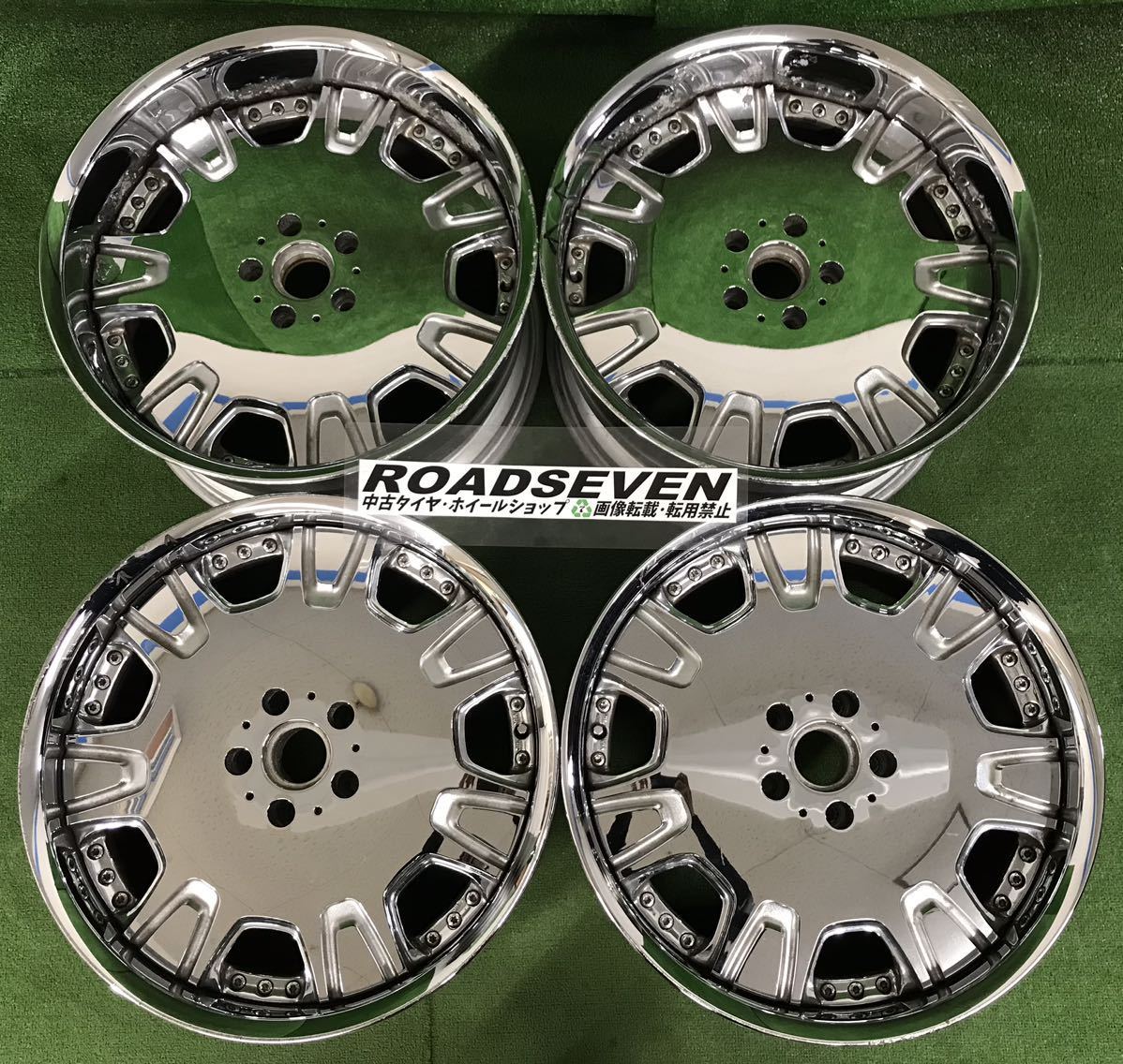 代引き手数料無料 120 +26 20×10.5J +27 20×9.5J 20インチ LS507 ワーク ★WORK 5H ★送料無料 腐食、歪みあり / ★ジャンク品 中古アルミ メッキ 4本Set 5穴