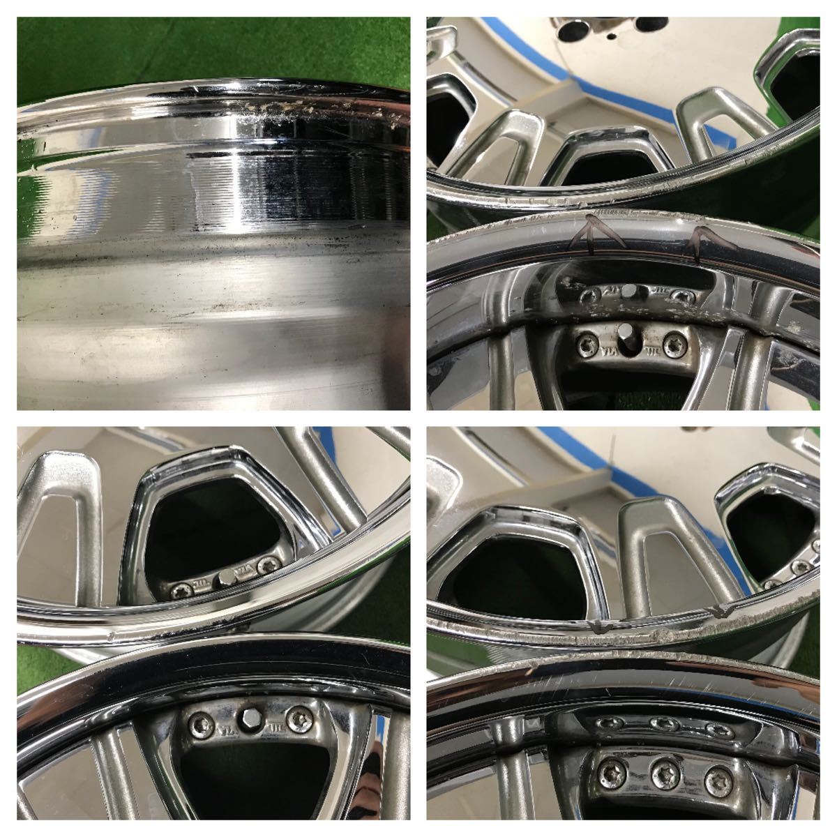 ★WORK ワーク LS507 20インチ 20×9.5J +27 20×10.5J +26 120 5H 4本Set メッキ 中古アルミ ★ジャンク品 / 腐食、歪みあり ★送料無料_画像8