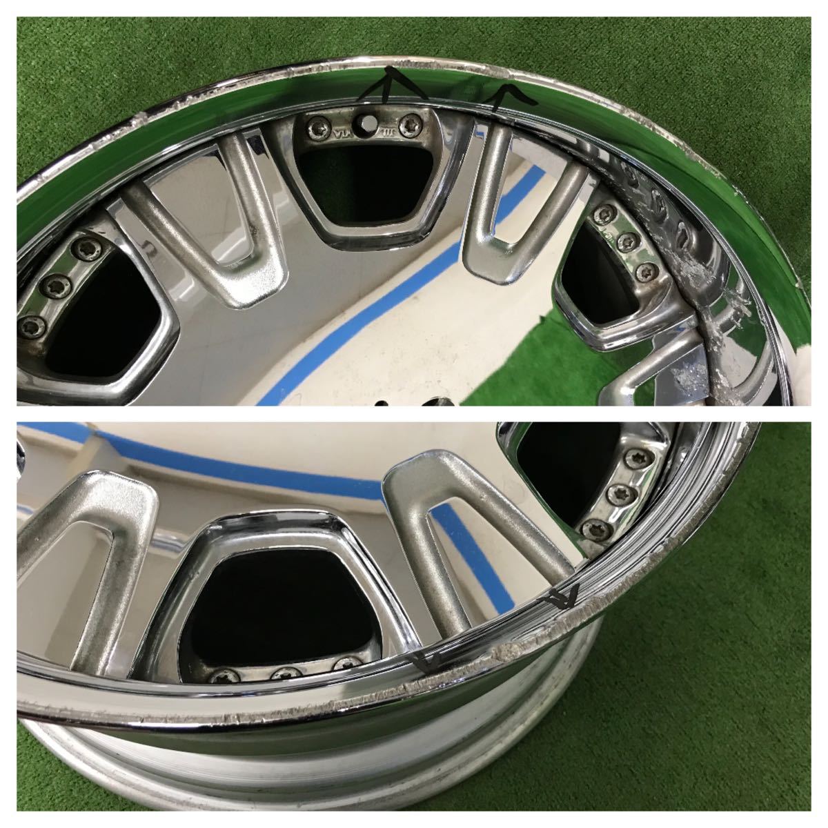 ★WORK ワーク LS507 20インチ 20×9.5J +27 20×10.5J +26 120 5H 4本Set メッキ 中古アルミ ★ジャンク品 / 腐食、歪みあり ★送料無料_画像10