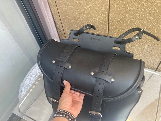 美品 デグナー DEGNER バイク レザー サイドバッグ SB-46 ブラック