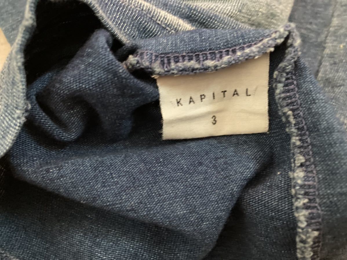《希少》kapital（キャピタル）カントリーシリーズインディゴダメージ加工Tシャツ　サイズ3/L_画像4