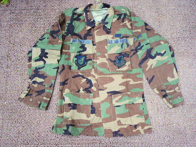 T1280* America Air Force wood Land camouflage jacket S long /USAF American Air Force military jacket military uniform / American Casual place san. Setagaya base DAYTONA