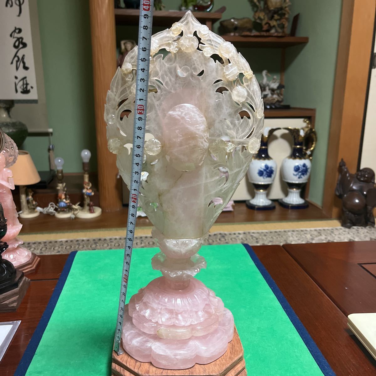 即納 天然水晶 ガネーシャ⭐️ローズクォーツ⭐️約518グラム