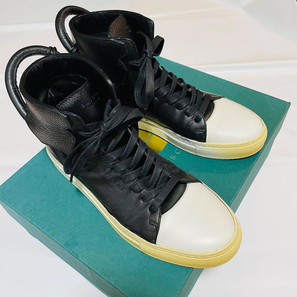 ブシェミ BUSCEMI 125MM パドロック レザーハイカットスニーカー レザーシューズ 41 (26cm) Leather High Tops メンズ 黒 靴 イタリア製