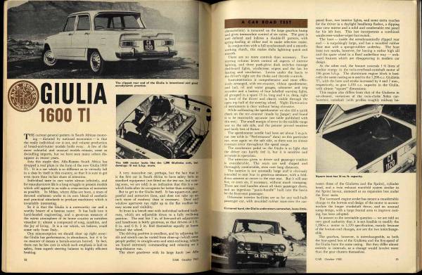 【c0410】63.10 CAR - The Motoring Journal of Southern Africa／オペルレコルト、アルファロメオジュリア1600TI、...._画像3