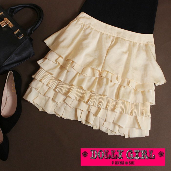  beautiful goods DOLLY GIRL BY ANNA SUI Dolly girl bai Anna Sui # spring summer gloss chiffon frill skirt 2 ivory 