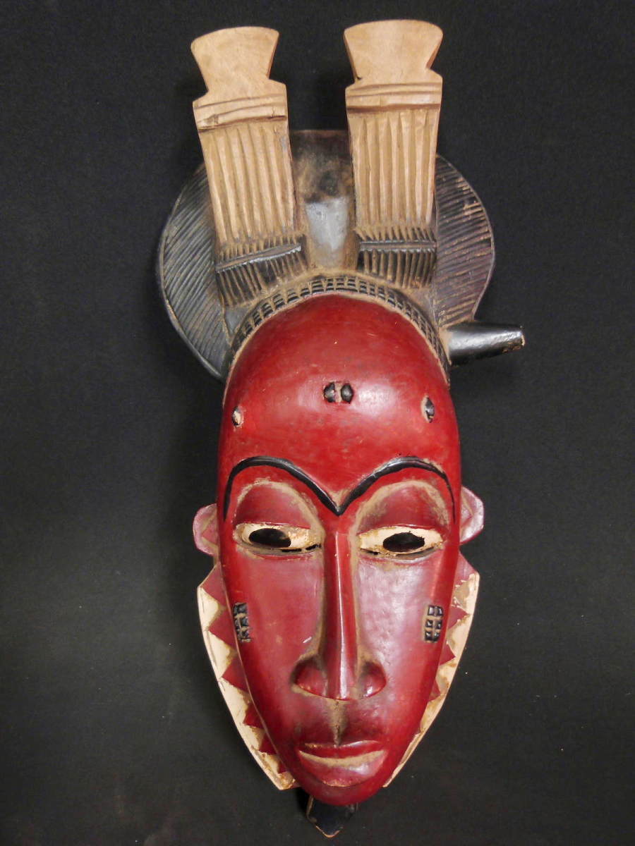 グロマスク コートディボアール アフリカ アンティーク マスク 木彫り 彫刻 木彫品 仮面 民族 ハンドメイド 翌日発送