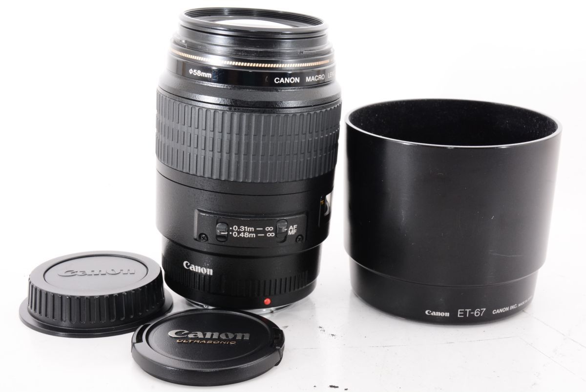 外観特上級】フード付 Canon 単焦点マクロレンズ EF100mm F2.8 マクロ
