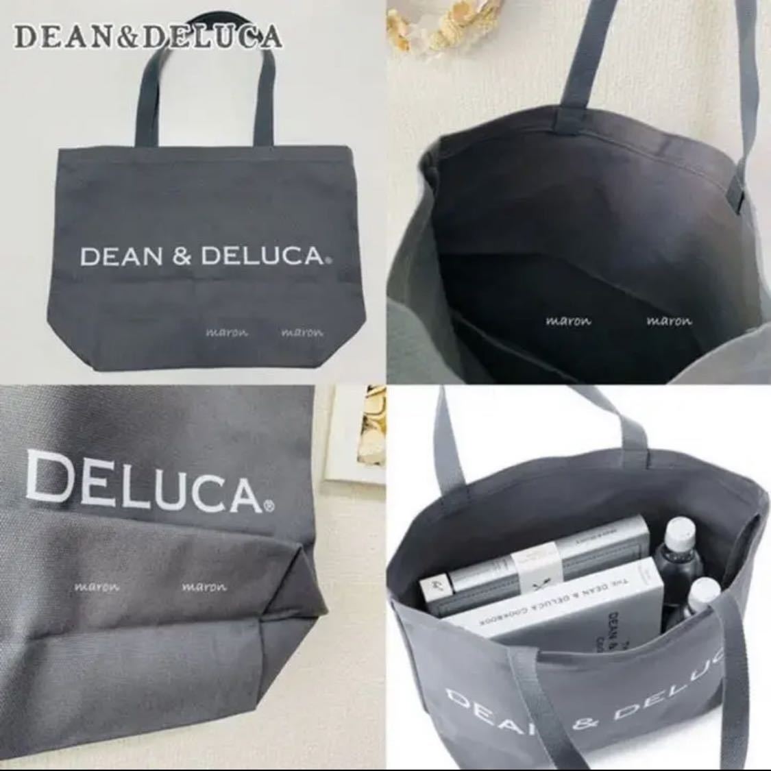 DEAN&DELUCA 正規品 チャコールグレー Ｌサイズ トートバッグ ディーン&デルーカ ディーンアンドデルーカ エコバッグ ショッピングバッグ