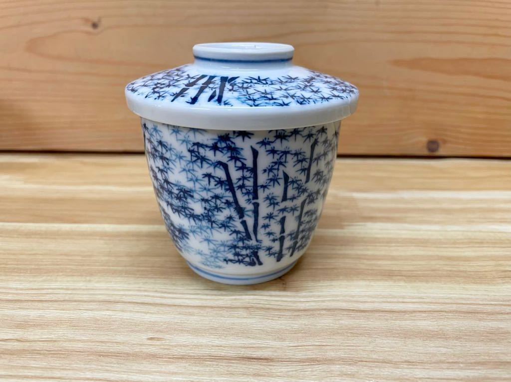 ◆新品◆有田焼/染付＊若竹/蒸茶碗/3個組◆茶碗蒸し器/蓋物◆レトロ/割烹/料亭◆未使用/当店長期展示品/商品説明をご覧下さい◆_画像3