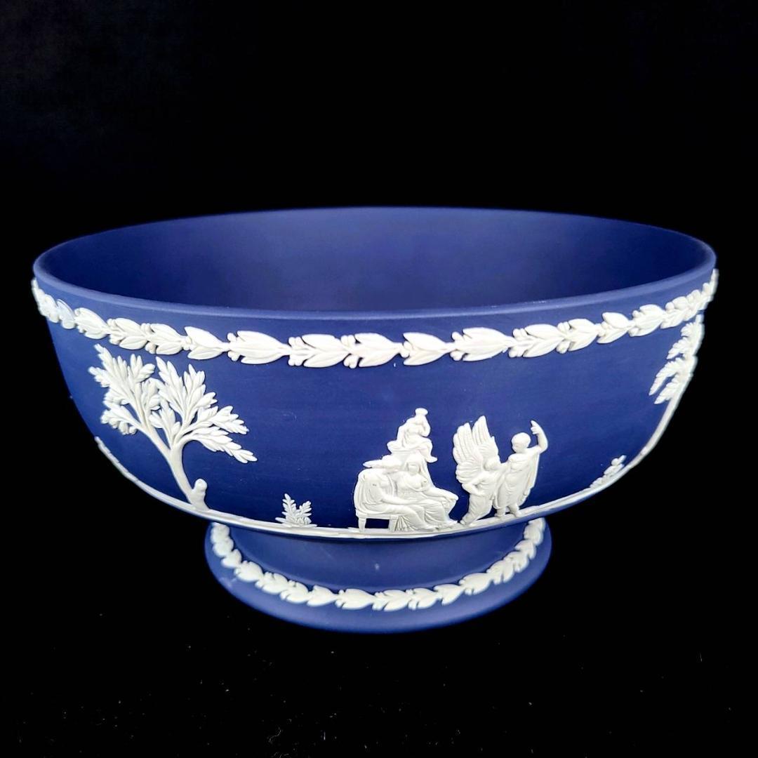 未使用◇ウェッジウッド WEDGWOOD ジャスパー ドメスティックエンプロイメント ポートランドブルー コンポート 廃盤 希少 レア 