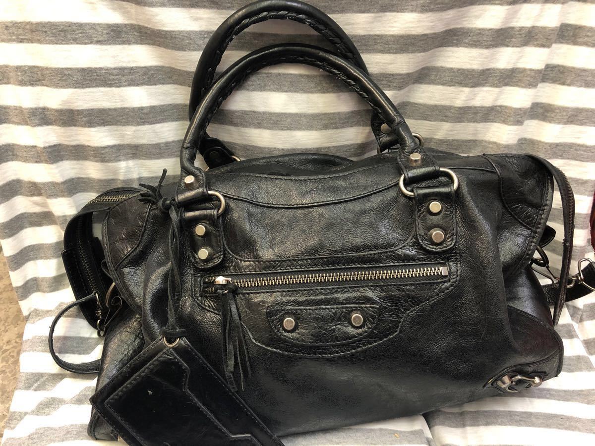 BESSO レザー 2way 黒 ショルダーバッグ USED良好l バレンシアガ BESSO レザー 2way 黒 ショルダーバッグ USED良好l バレンシアガ