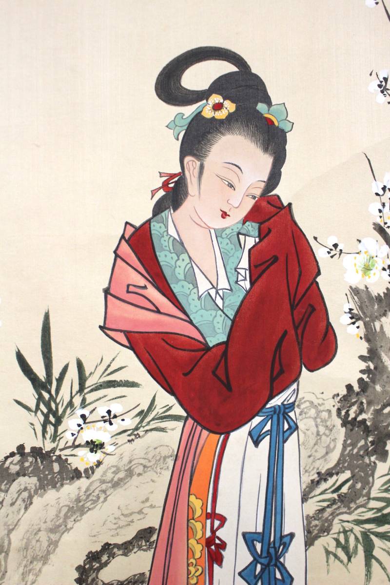 中国美術 陳世向 仕女図 絹本 美人画 掛軸 台湾 中国画 中国美術 陳世向 仕女図 絹本 美人画 掛軸 台湾 中国画