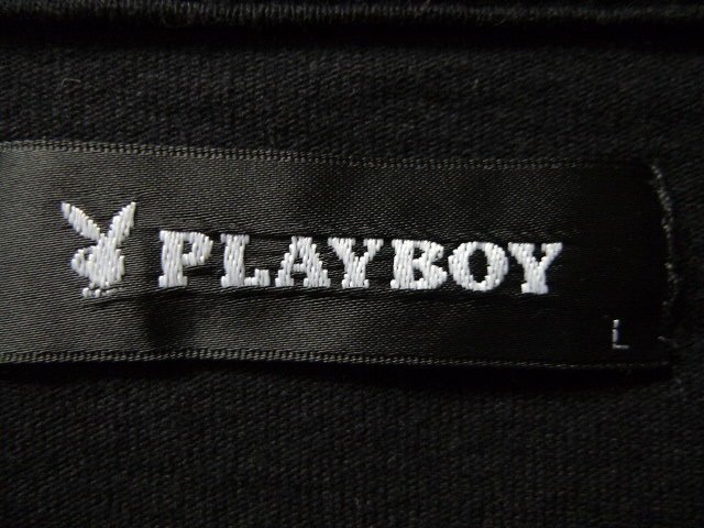 ◆PLAYBOY プレイボーイ かわいい ウサギ 刺繍 ポケット Tシャツ 黒 サイズL 美_画像3