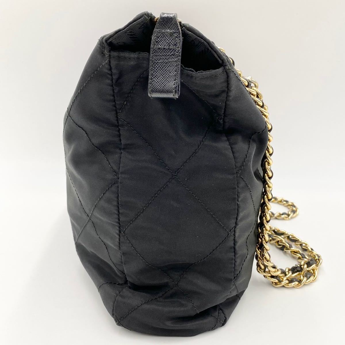 美品】PRADA プラダ ショルダーバッグ Wチェーン 三角ロゴプレート