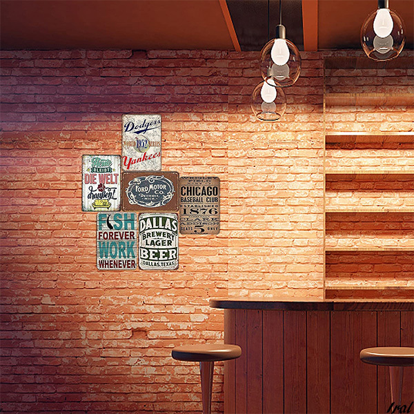 ブリキ看板 6枚セットアメリカン 雑貨 アンティーク レトロ 喫茶店