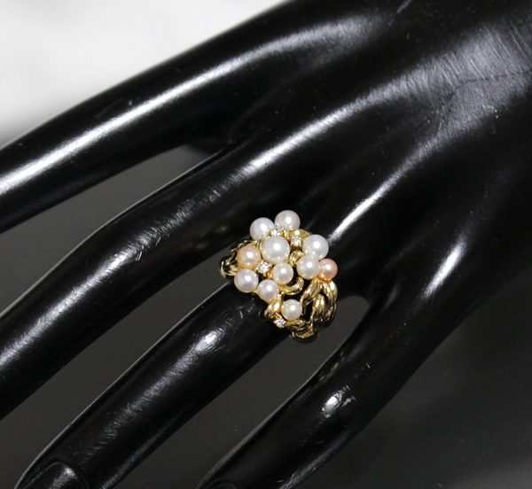 タサキ 田崎真珠 TASAKI パール ダイヤ リング 9号 K18YG 10g danto.jp