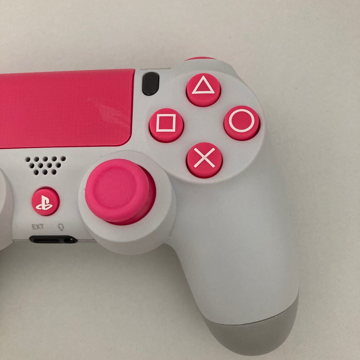 【カスタム】PS4コントローラー　ピンク&ホワイト　純正品　完動品　 美品　デュアルショック4 SONY