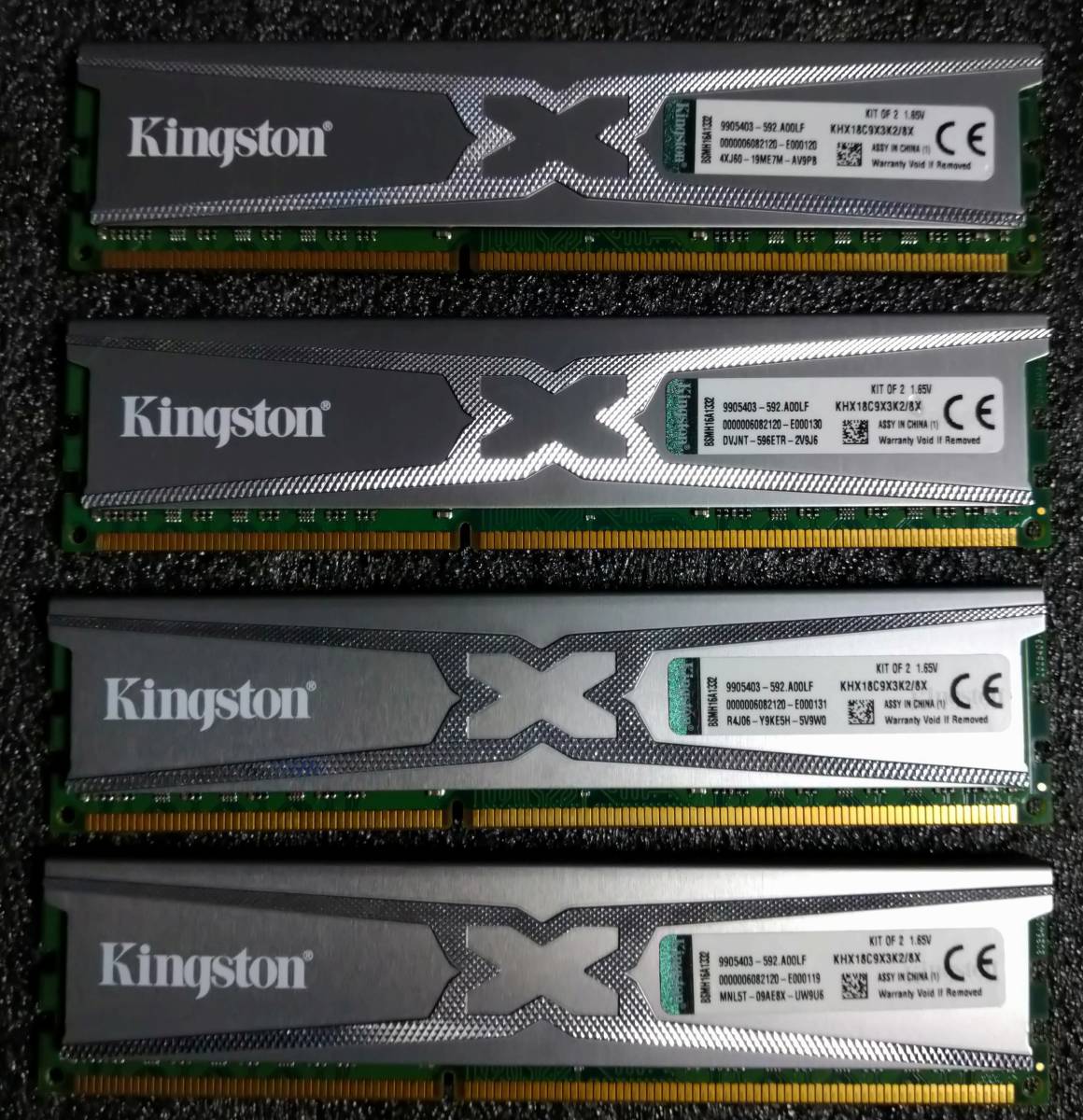 【中古】DDR3メモリ 16GB(4GB4枚組) Kingston KHX18C9X3K2/8X [DDR3-1866 PC3-14900]