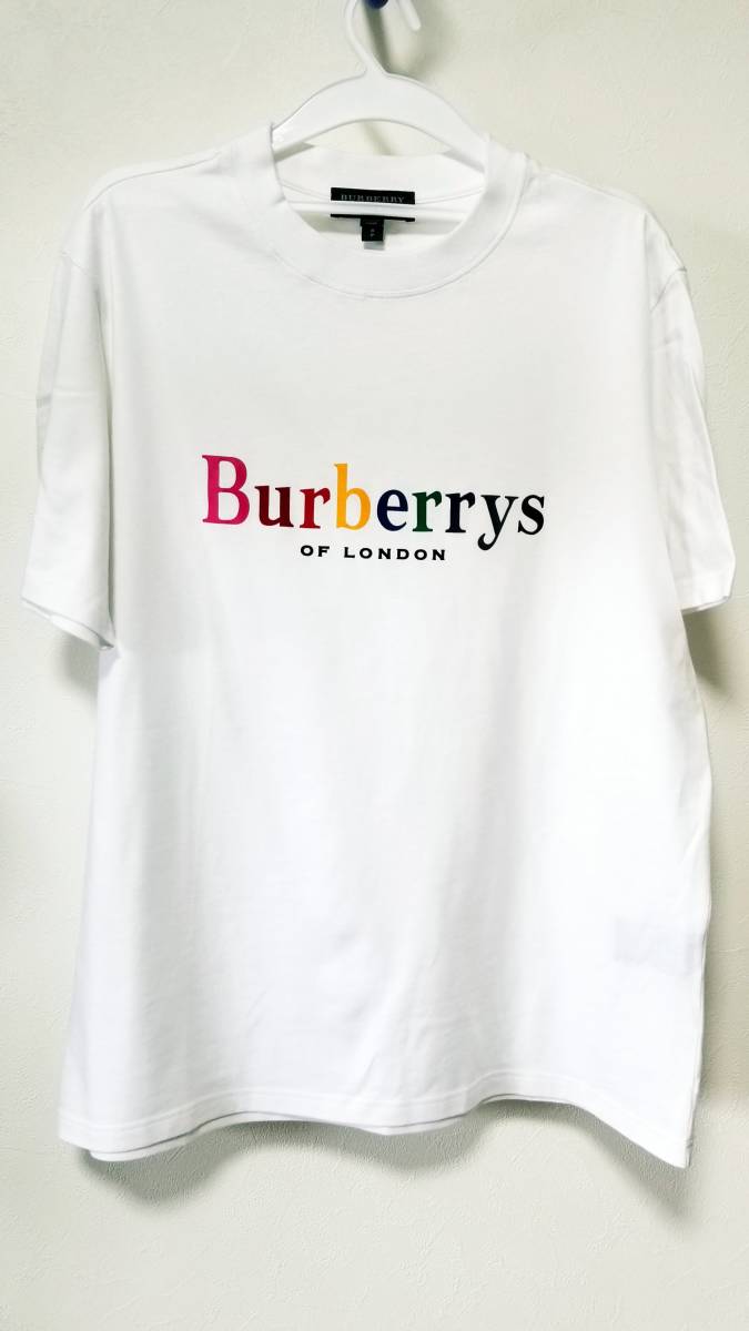 【当店一番人気】 BURBERRY/バーバリー★レインボーロゴTシャツ★カットソー★ホワイト/白T/ユニセックス 半袖Tシャツ
