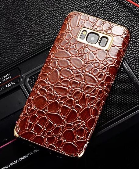 GALAXY S8プラス AU SCV35/DOCOMO SC-03J 兼用 SULADA Bulgari Series ワニ柄合革 ケース ブラウン_実物の写真です