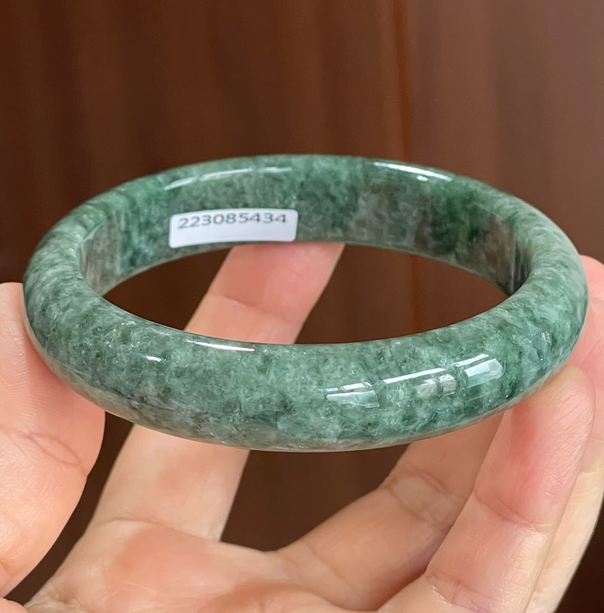 ○翡翠 油青種 くりぬきバングル 【A貨 未処理】内径59.4mm No.434