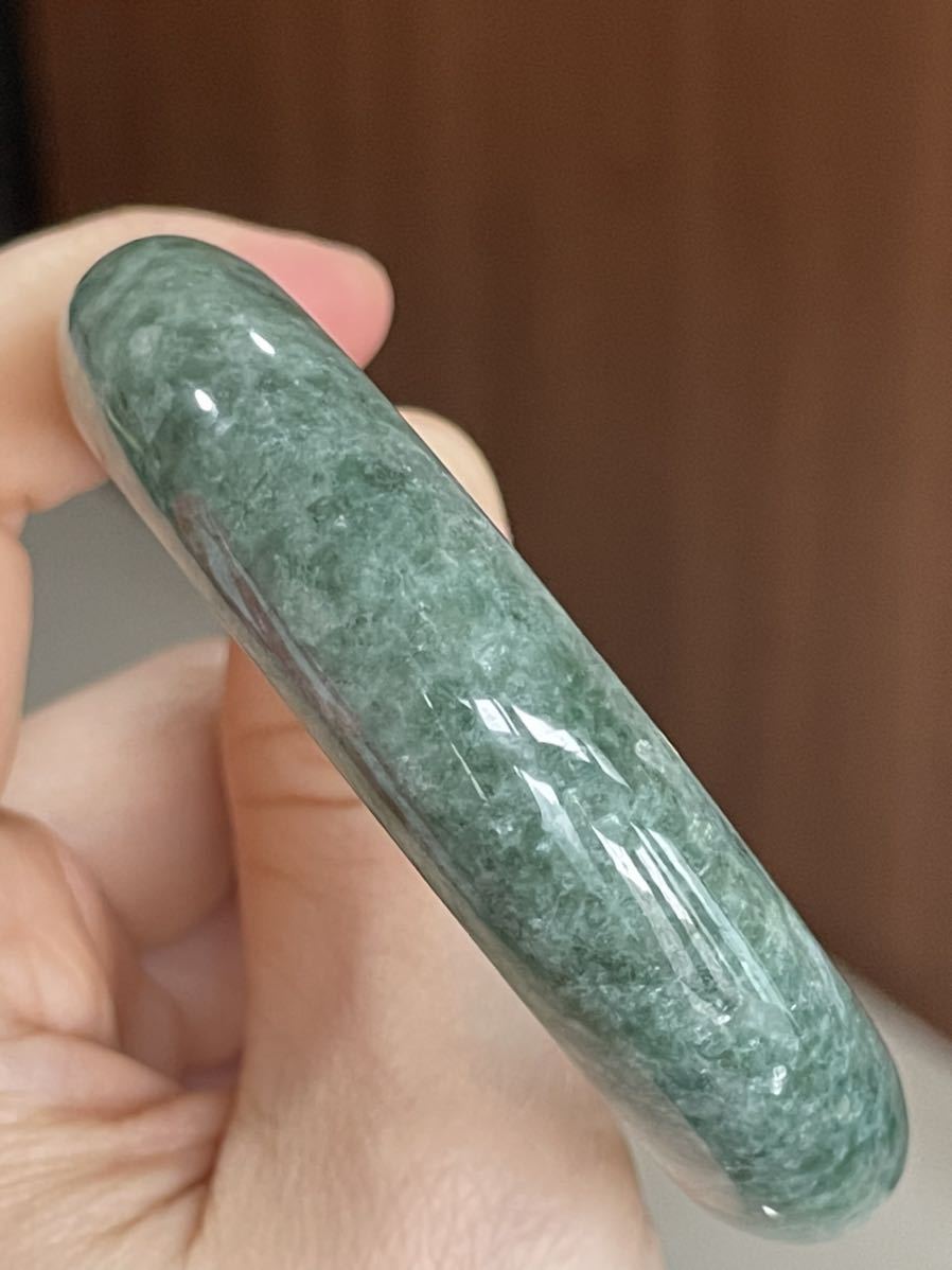 ○翡翠 油青種 くりぬきバングル 【A貨 未処理】内径57mm No.435