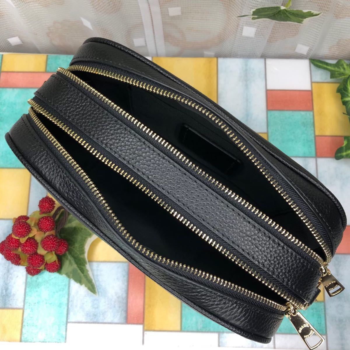 COACH コーチ ショルダーバッグ黒 ダブルファスナー 新品未使用