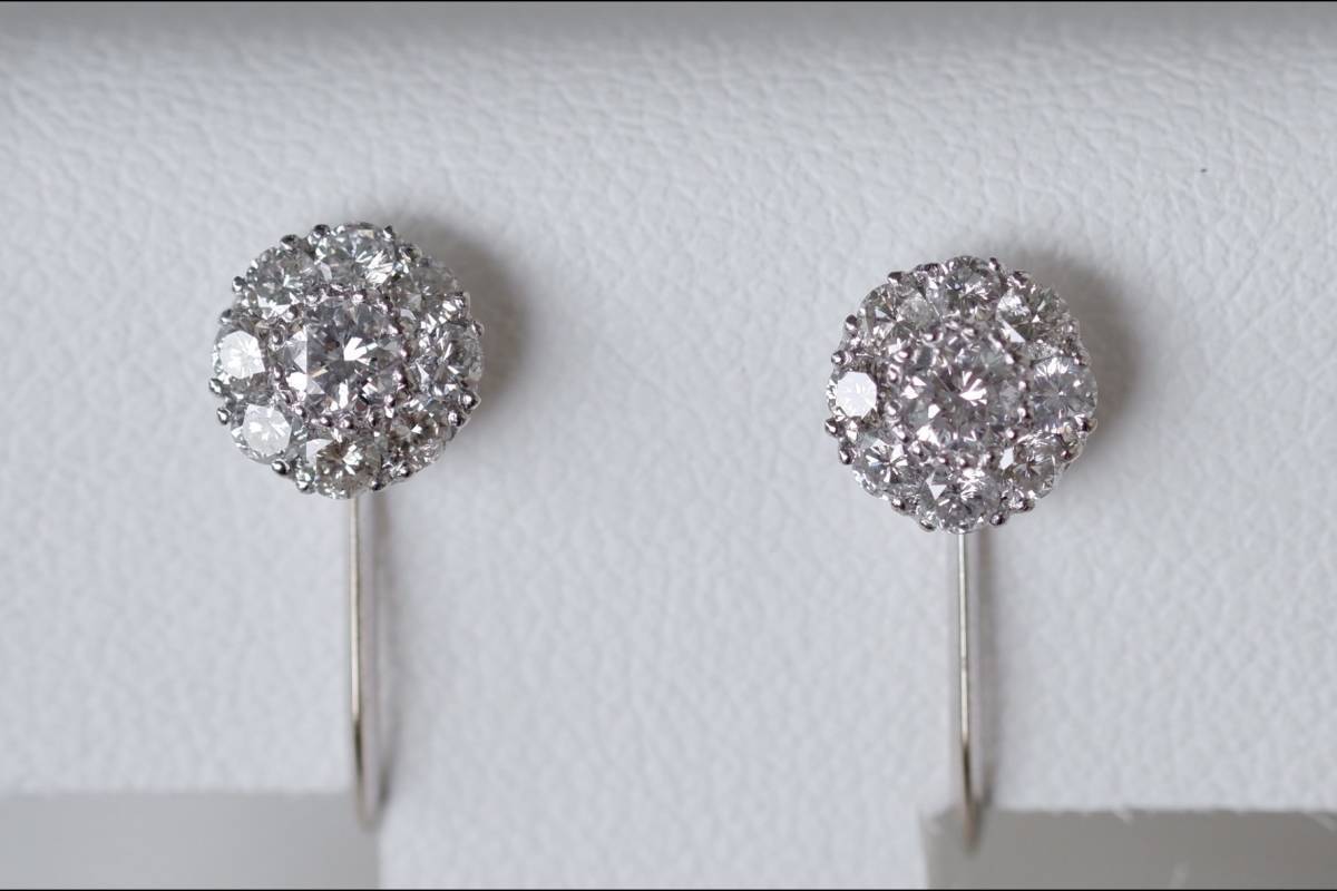 Pt900 K14 セイコージュエリー ダイヤモンド 0.60ct イヤリング www