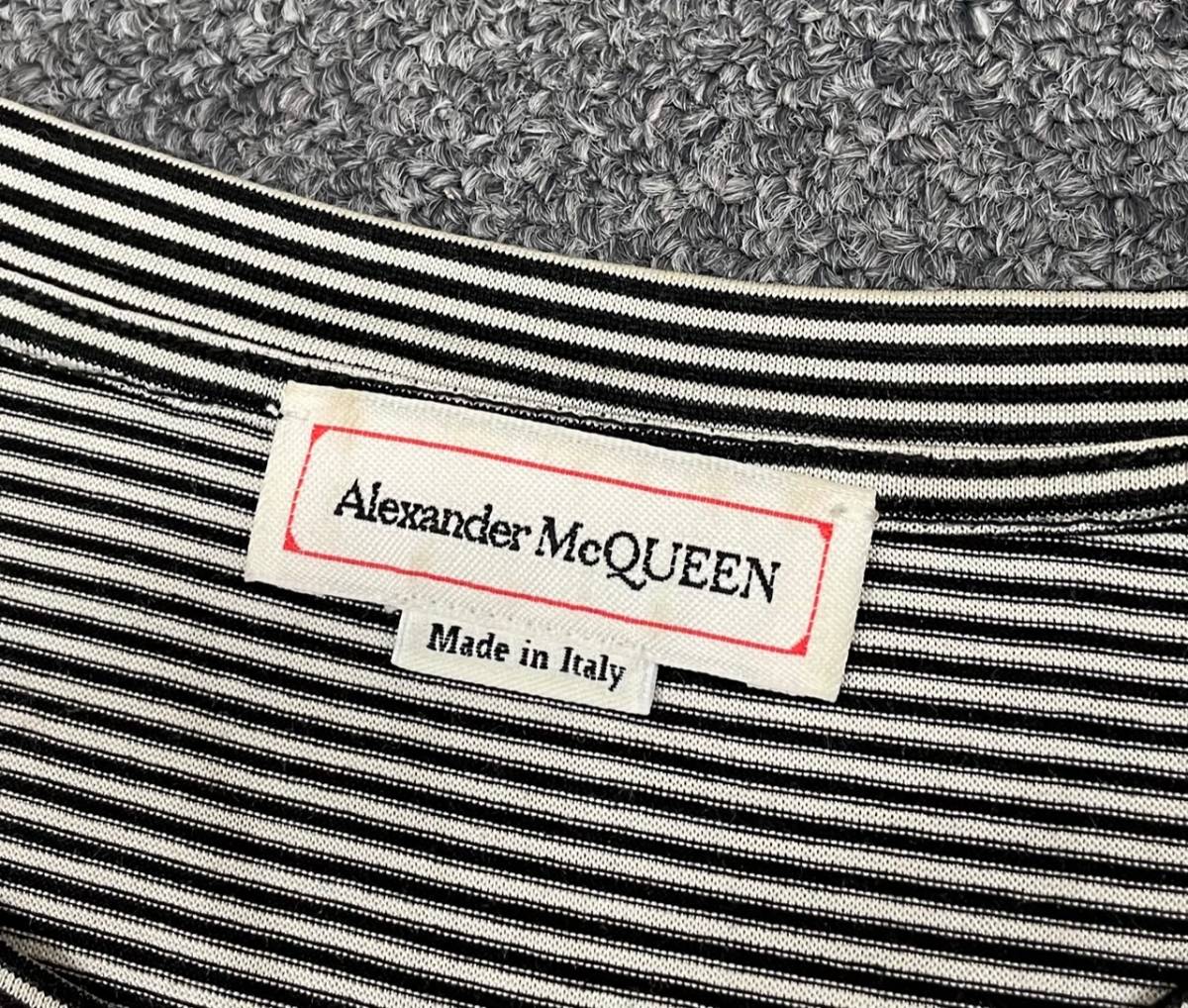 国内正規 ■ Alexander McQueen ボーダー クルーネック Tシャツ 胸ポケット 刺ロゴ アレキサンダーマックイーン ■ XL_画像3