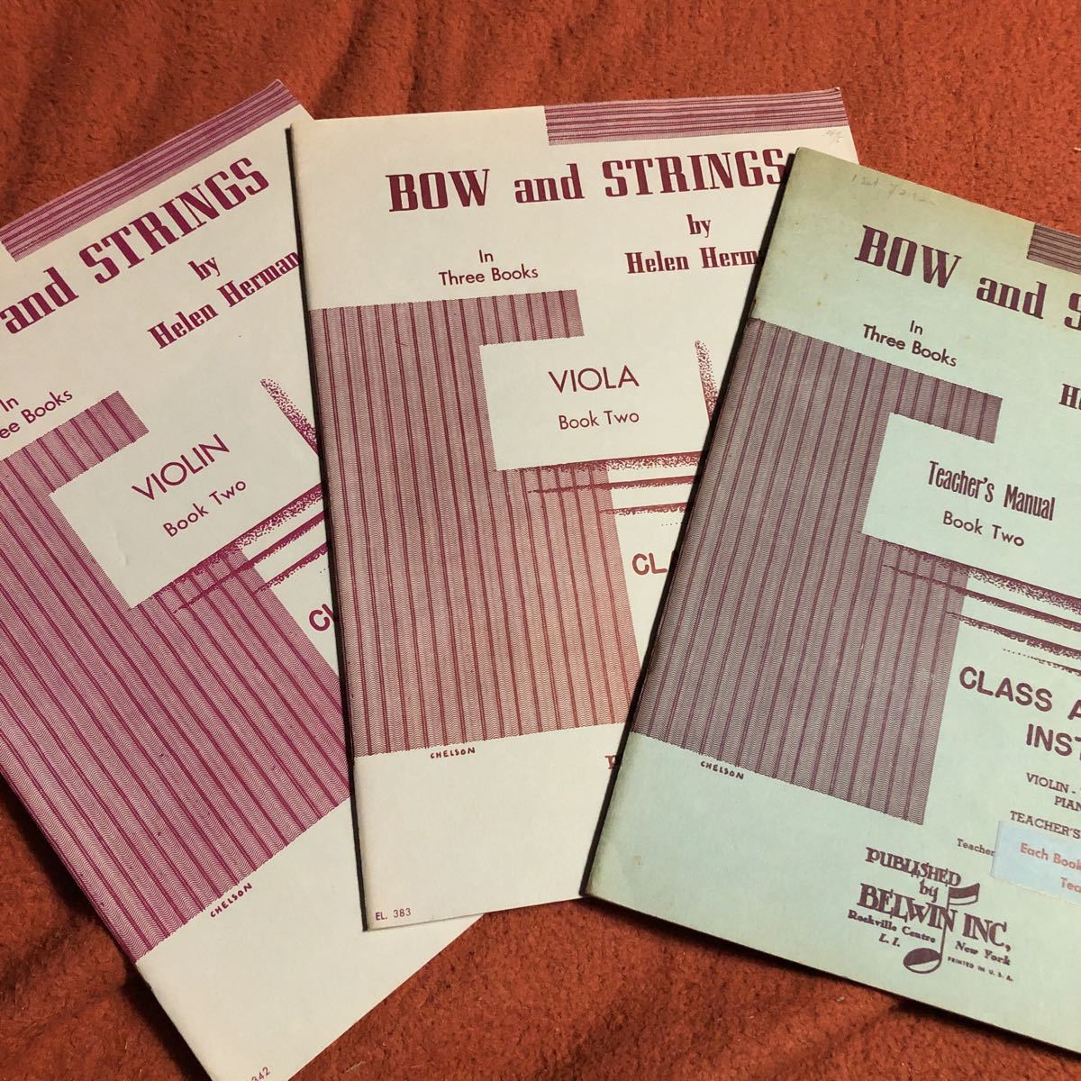 BOW and STRINGS bow . string Book Two Helen Herman 1949.1950 3 pcs. click post shipping 