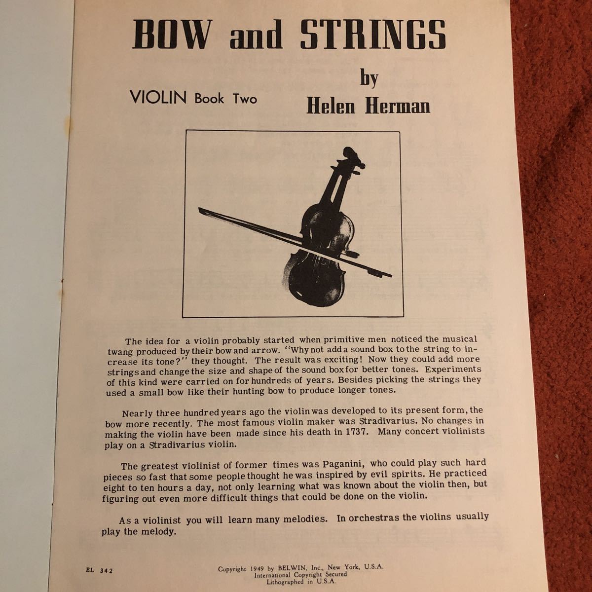 BOW and STRINGS bow . string Book Two Helen Herman 1949.1950 3 pcs. click post shipping 