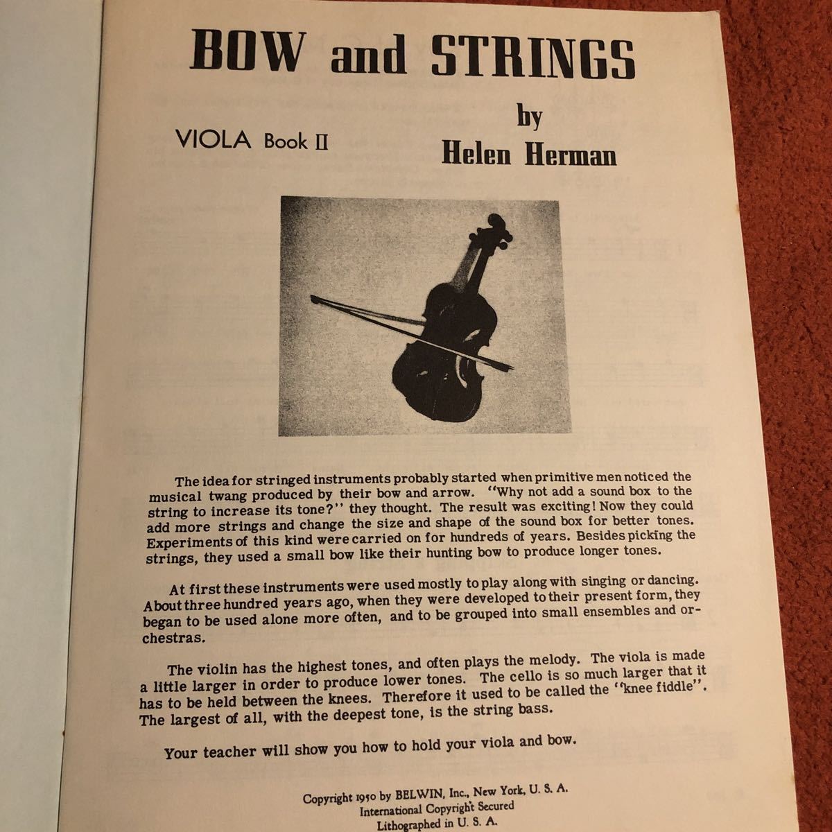 BOW and STRINGS bow . string Book Two Helen Herman 1949.1950 3 pcs. click post shipping 