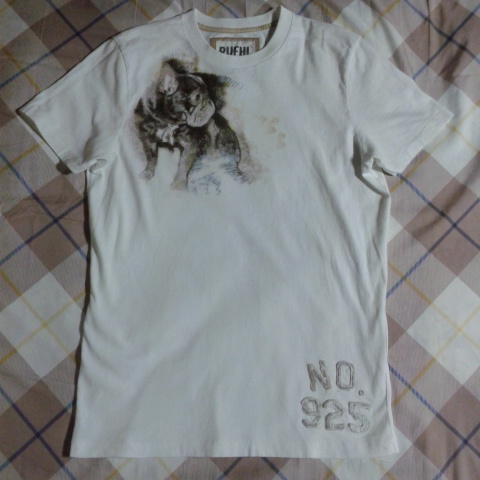 希少 RUEHL No.925 フレンチブルドッグ 刺繍ロゴ Tシャツ ヴィンテージ加工 USA 限定 アバクロ ルールナンバー925 ブルドッグ _画像2