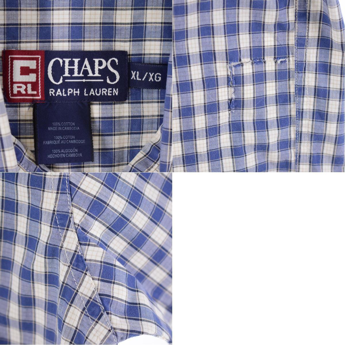 古着 90年代 ラルフローレン Ralph Lauren CHAPS チャップス 半袖 ボタンダウンチェックシャツ メンズXL ヴィンテージ /eaa266910