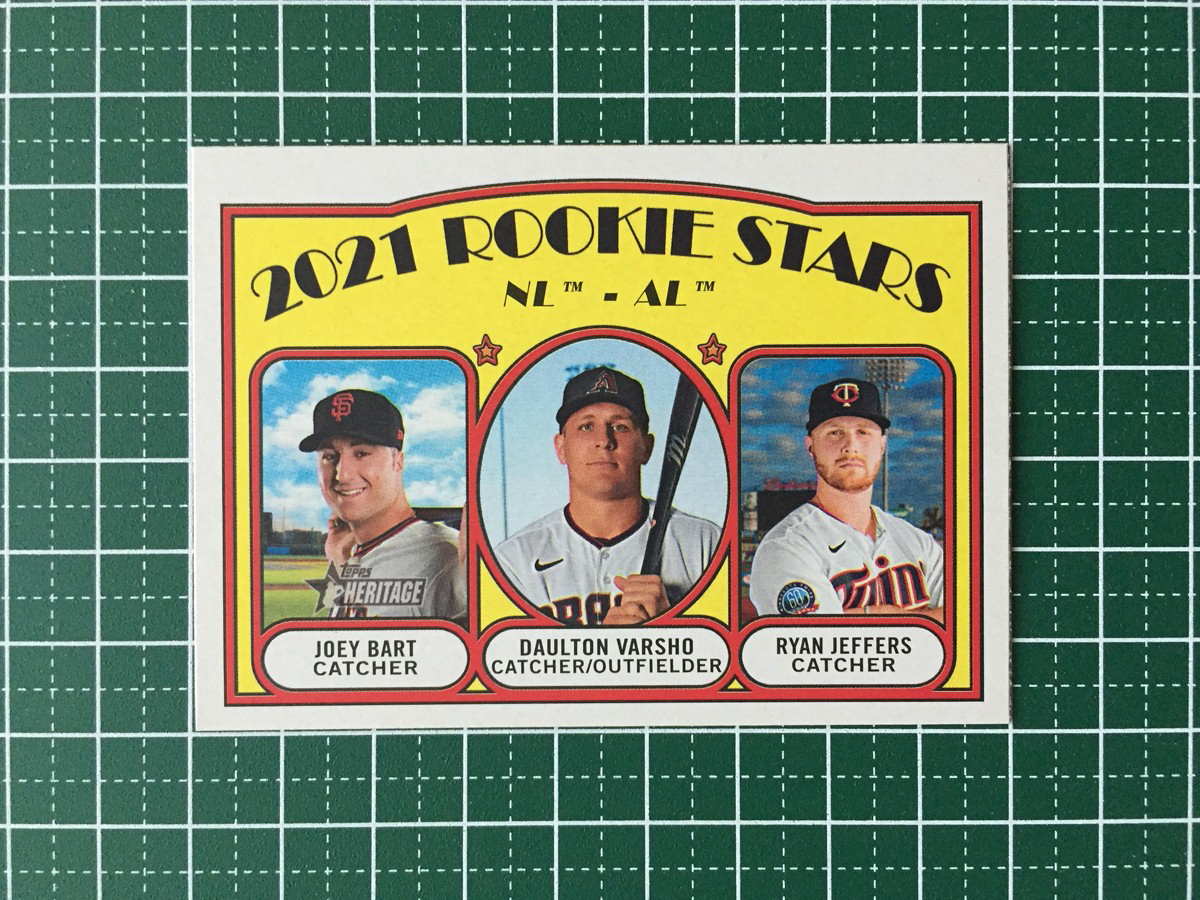 ★TOPPS MLB 2021 HERITAGE #49 JOEY BART［GIANTS］／DAULTON VARSHO［DIAMONDBACKS］／RYAN JEFFERS［TWINS］ベースカード ルーキー RC★_画像1