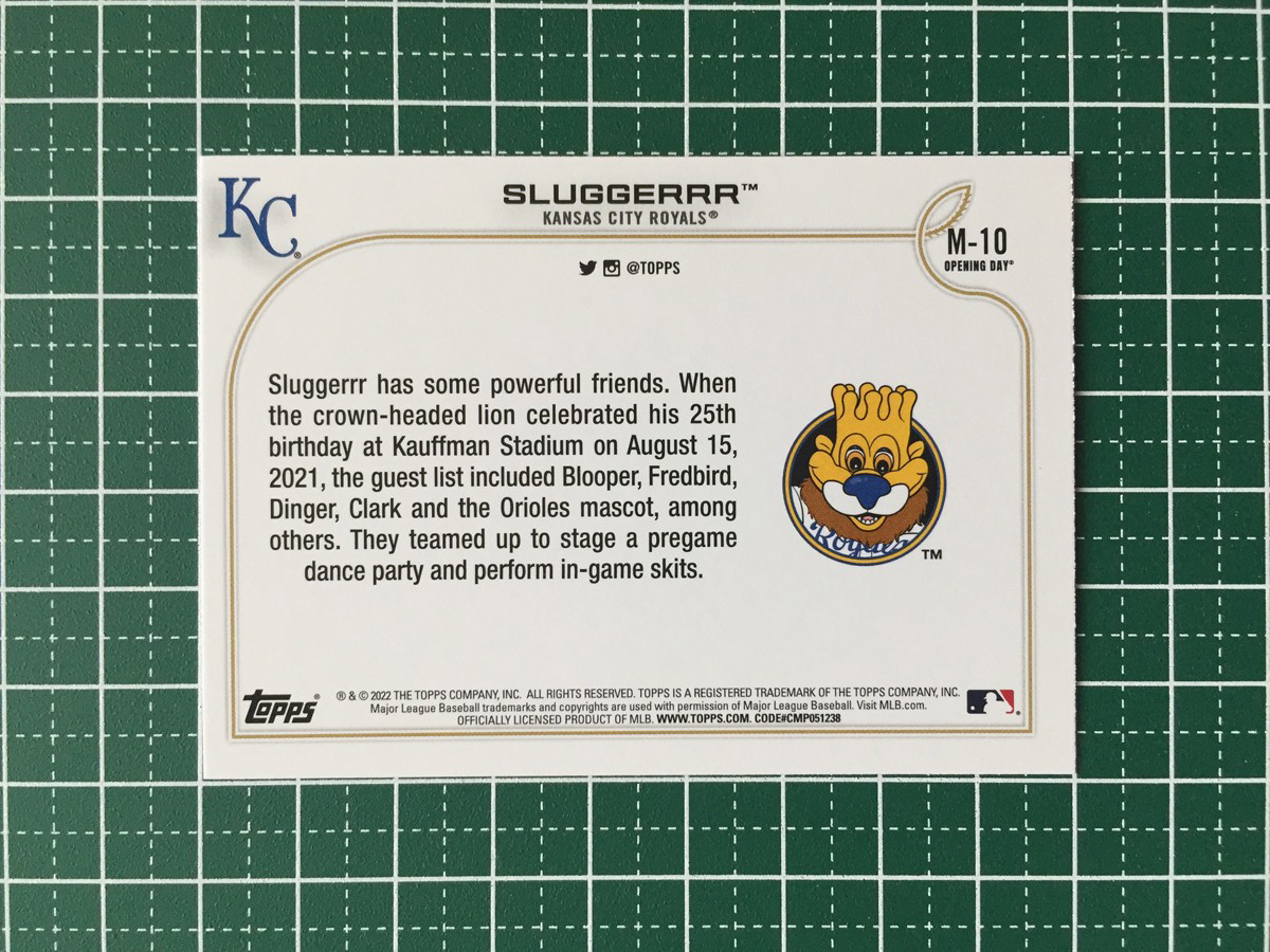 ★TOPPS MLB 2022 OPENING DAY #M-10 SLUGGERRR［KANSAS CITY ROYALS］インサートカード「MASCOTS」★_画像2