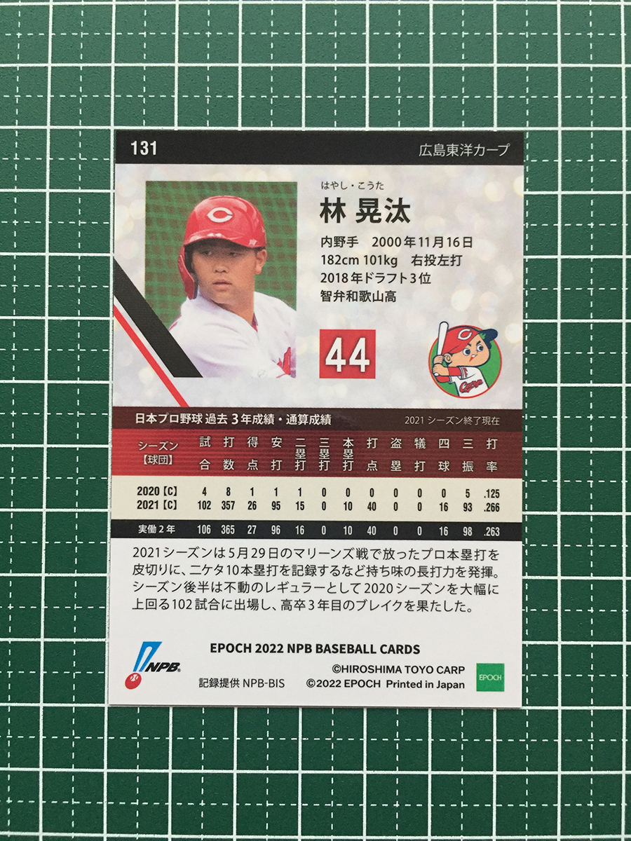 ★EPOCH 2022 NPB プロ野球カード #131 林晃汰［広島東洋カープ］レギュラーカード★_画像2