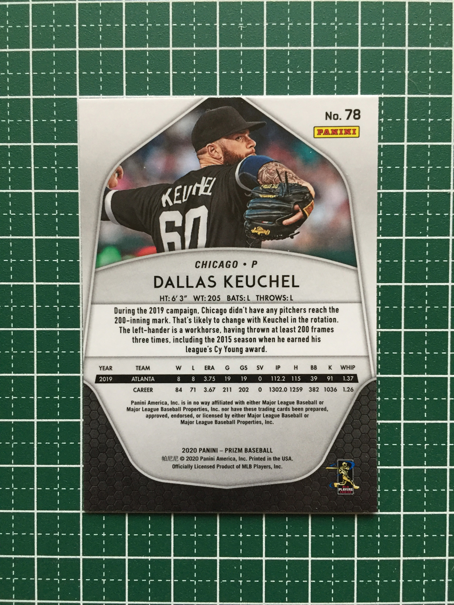 ★PANINI MLB 2020 PRIZM #78 DALLAS KEUCHEL［CHICAGO WHITE SOX］ベースカード 20★_画像2