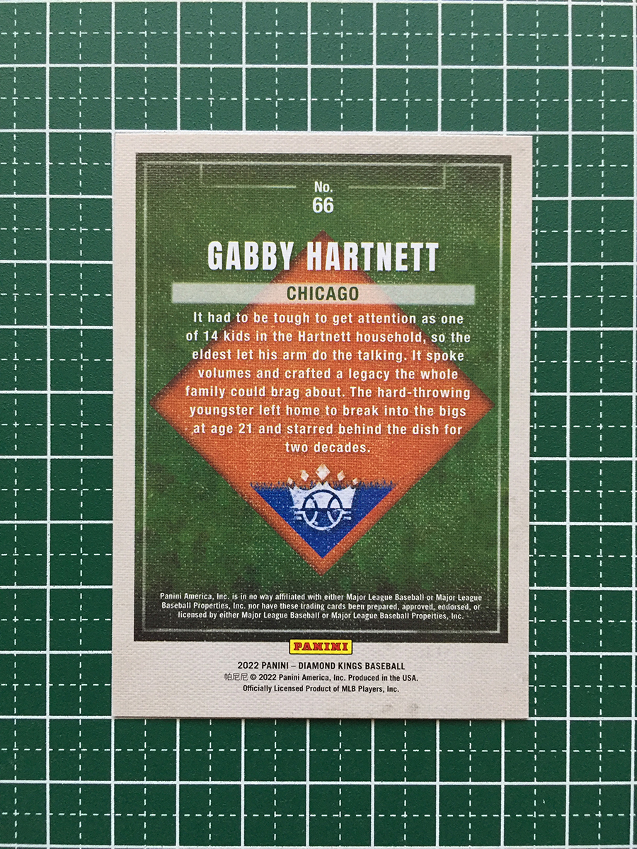 ★PANINI MLB 2022 DIAMOND KINGS #66 GABBY HARTNETT［CHICAGO CUBS］ベースカード「BASE」★_画像2