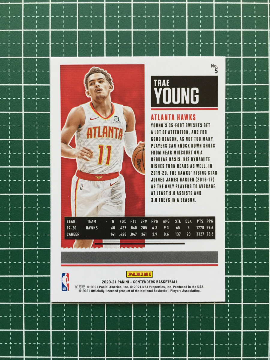 ★PANINI 2020-21 NBA CONTENDERS #5 TRAE YOUNG［ATLANTA HAWKS］ベースカード「SEASON TICKET」★_画像2