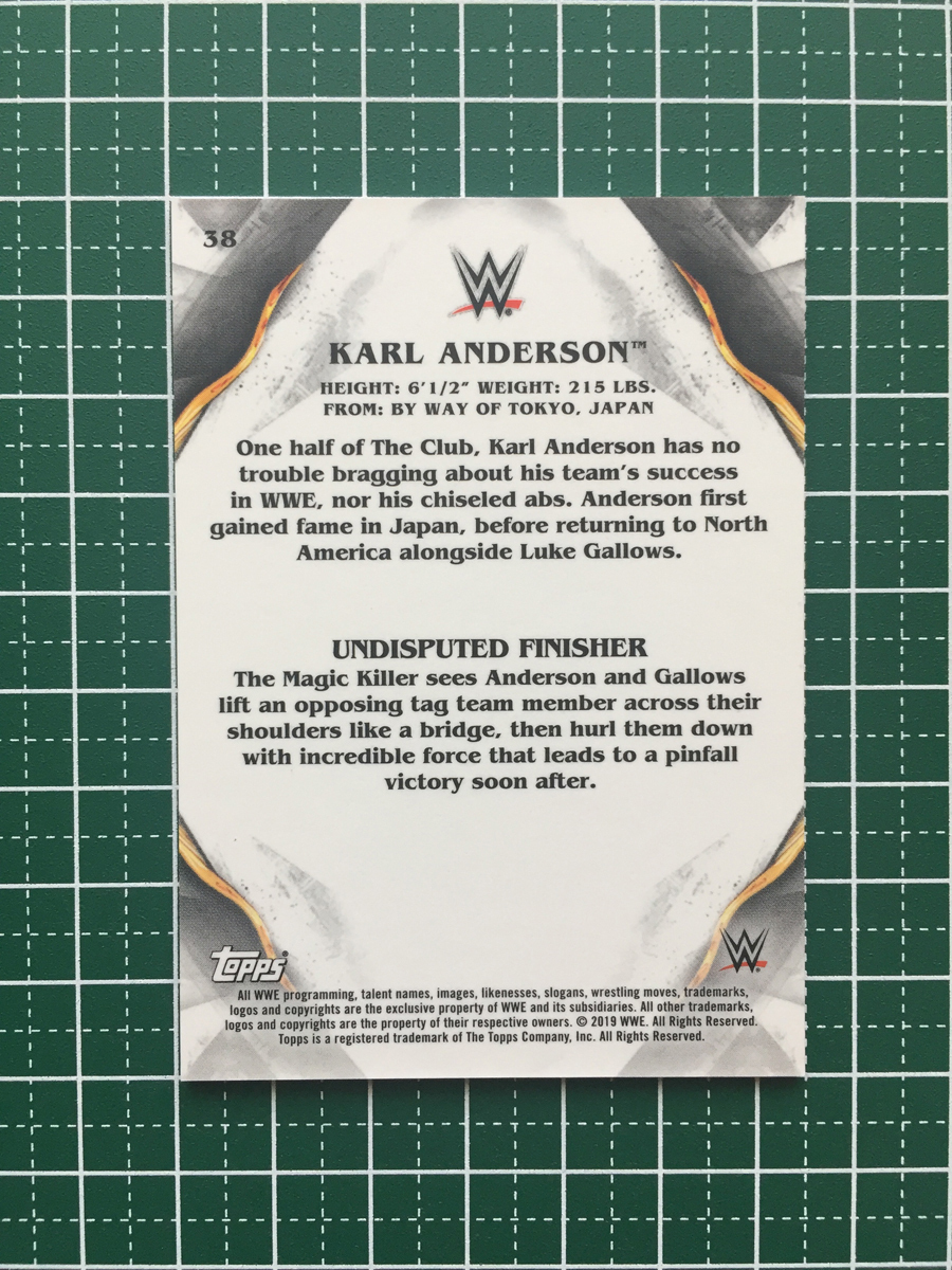 ★TOPPS WWE 2019 UNDISPUTED WRESTLING #38 KARL ANDERSON［WWE］ベースカード 19★_画像2