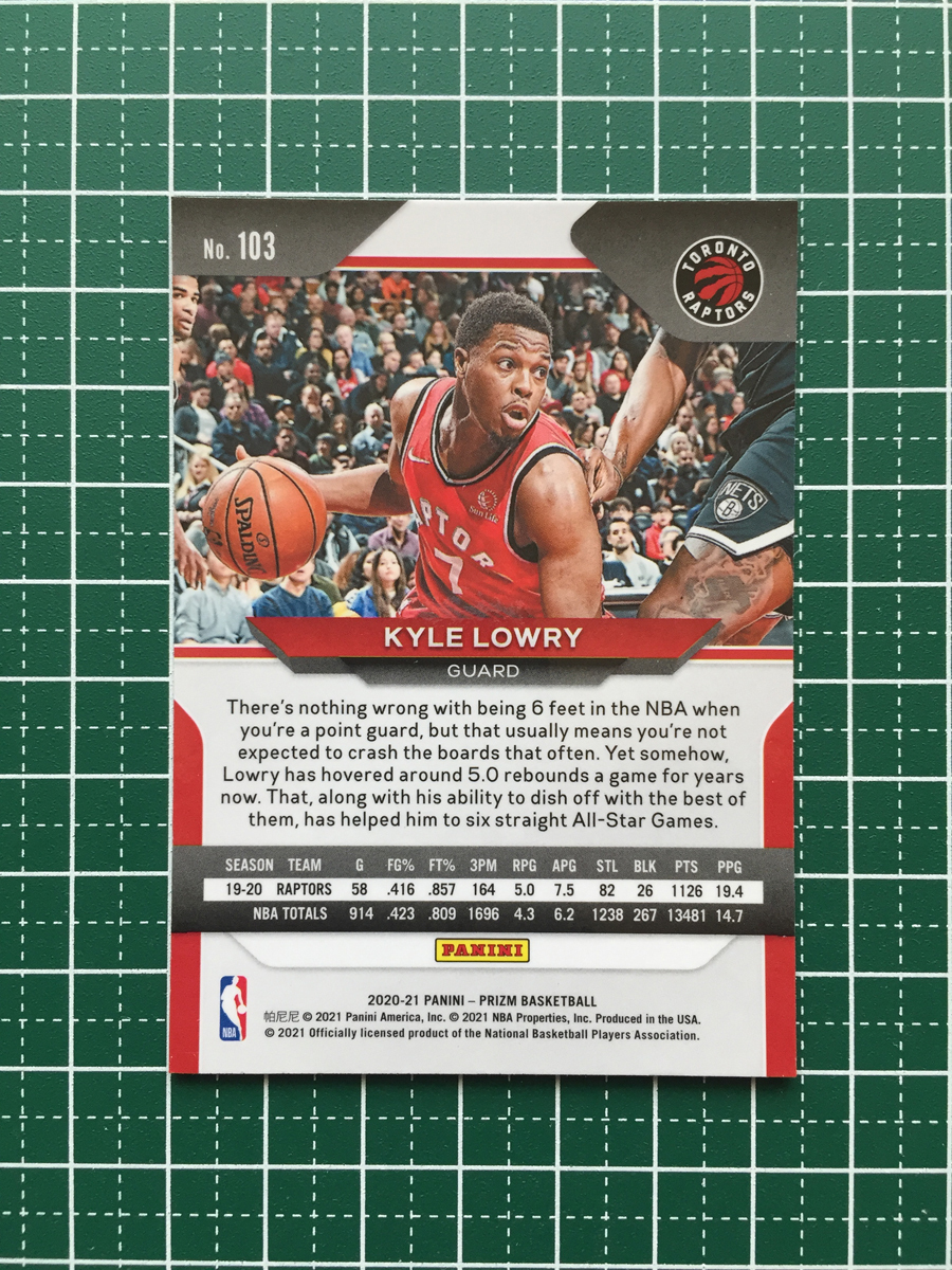 ★PANINI 2020-21 NBA PRIZM #103 KYLE LOWRY［TORONTO RAPTORS］ベースカード「BASE」★_画像2