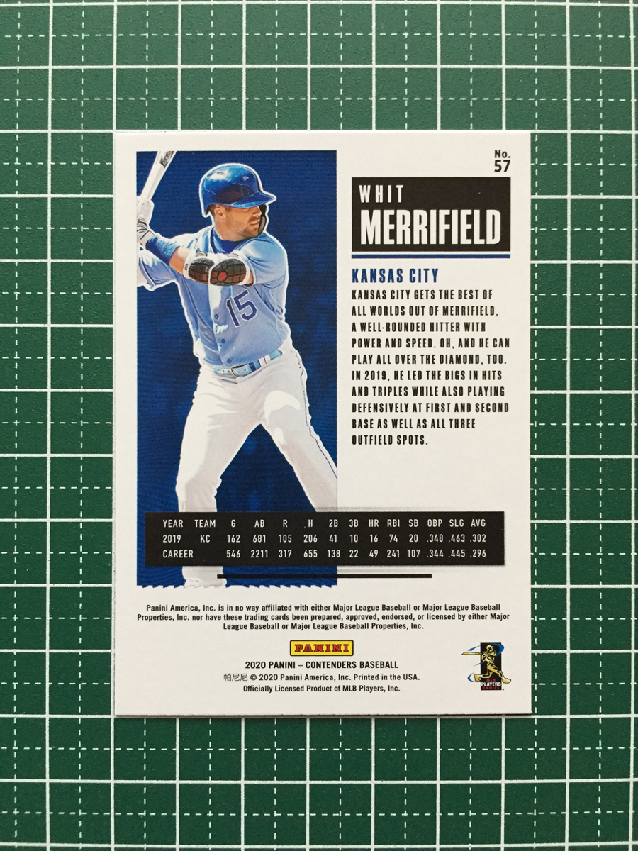 ★PANINI MLB 2020 CONTENDERS #57 WHIT MERRIFIELD［KANSAS CITY ROYALS］ベースカード「SEASON TICKET」PURPLE パラレル版★_画像2