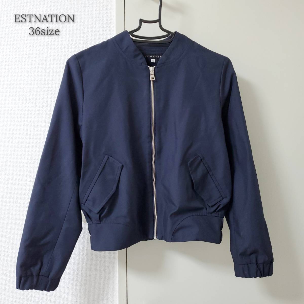 流行に ☆ESTNATION☆ エストネーション ジッパー ブルゾン 長袖 ネイビー Sサイズ 流行に ☆ESTNATION☆ エストネーション ジッパー ブルゾン 長袖 ネイビー Sサイズ
